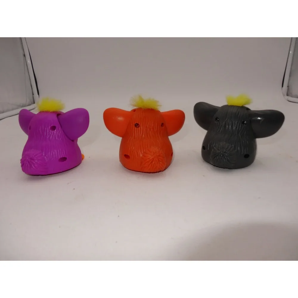 Vintage Furby McDonalds Happy Meal Toy Lot 1998 Purple Orange Grey Set of 3